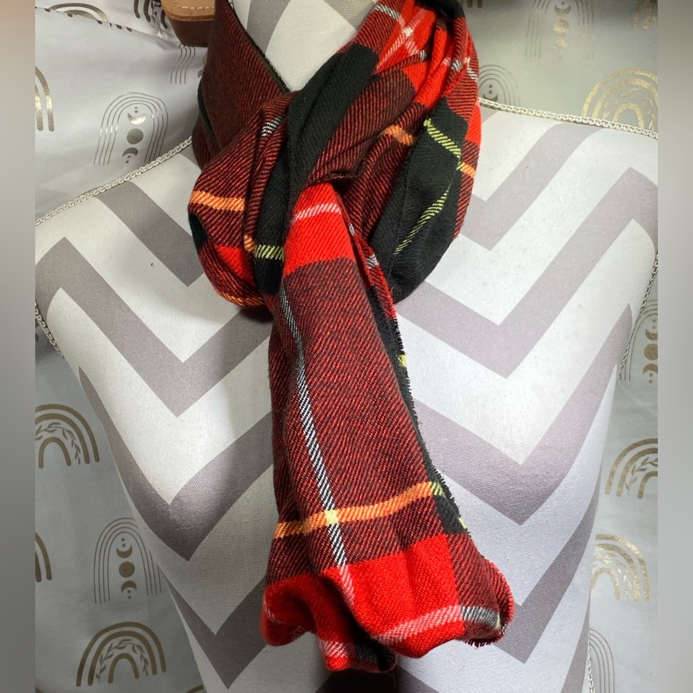 Plaid Red and Black Scarf